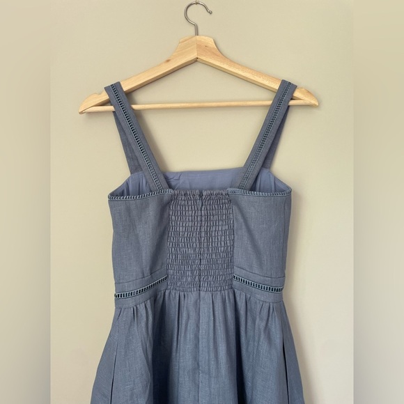 NEW Reformation Everett Linen Midi Dress Cornflower Blue | US 2 UK 6 - Picture 8 of 14